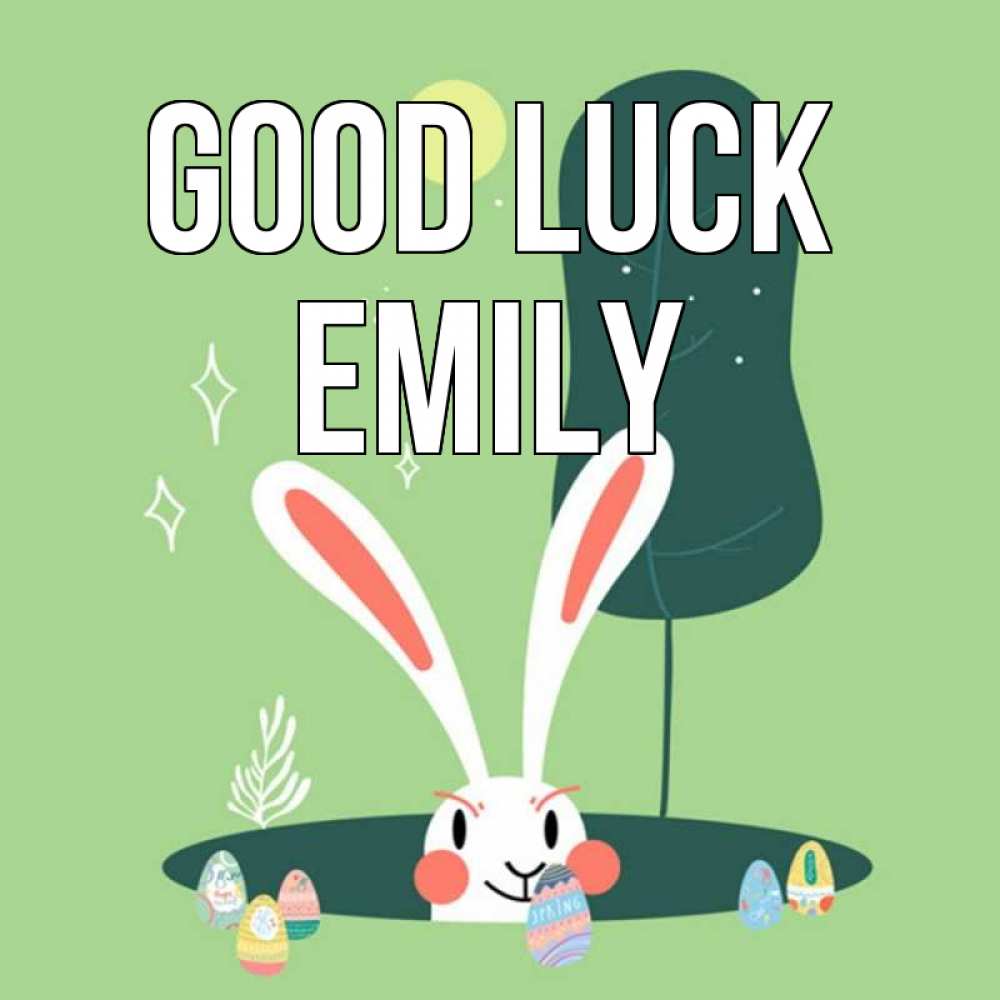 Greetings card с именем, Emily Good luck заяц Greetings with text for free download 