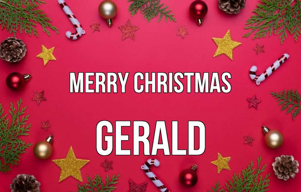 Greetings card с именем, Gerald Merry Christmas с рождеством Greetings with text for free download 