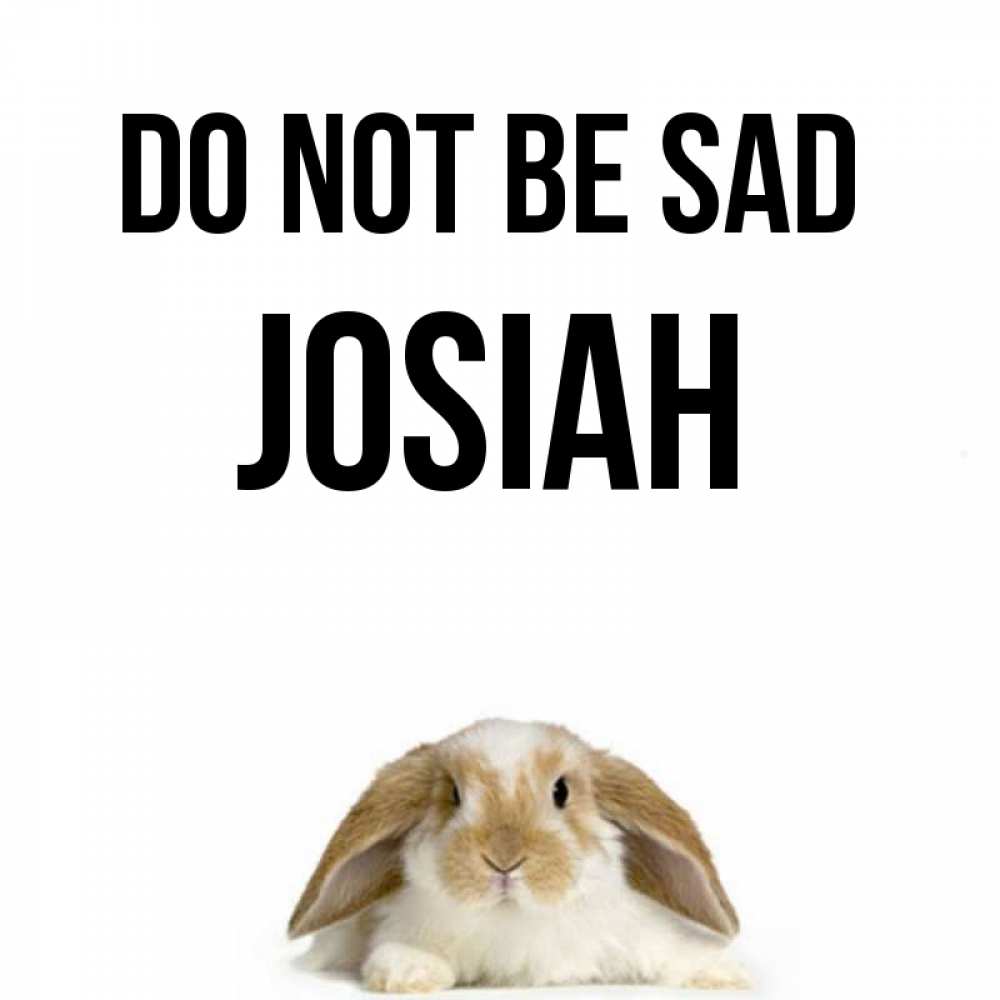 Greetings card с именем, Josiah Do not be sad коричнево белый заяц с большими ушками Greetings with text for free download 