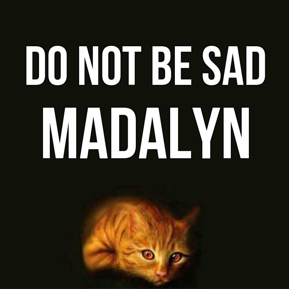 Greetings card с именем, Madalyn Do not be sad лежащий кот в темноте Greetings with text for free download 
