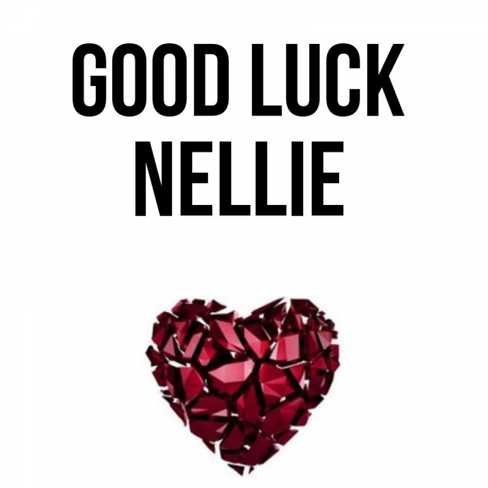 Greetings card с именем, Nellie Good luck бордовое из кристаллов  1 Greetings with text for free download 