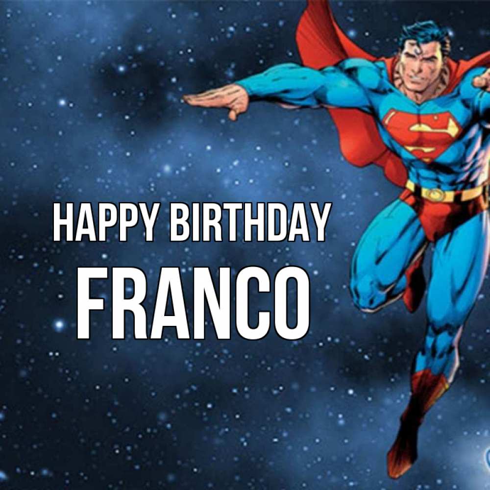 Greetings card с именем, Franco Happy Birthday супергерой Greetings with text for free download 