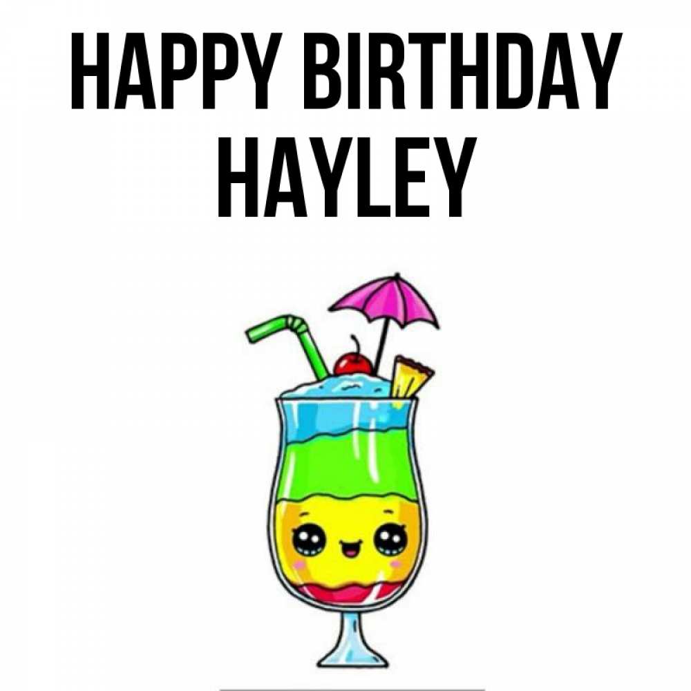 Greetings card с именем, Hayley Happy Birthday с зонтиком Greetings with text for free download 