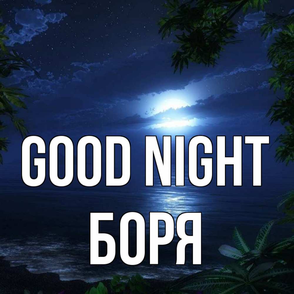 Greetings card с именем, Боря Good night тропический остров Greetings with text for free download 