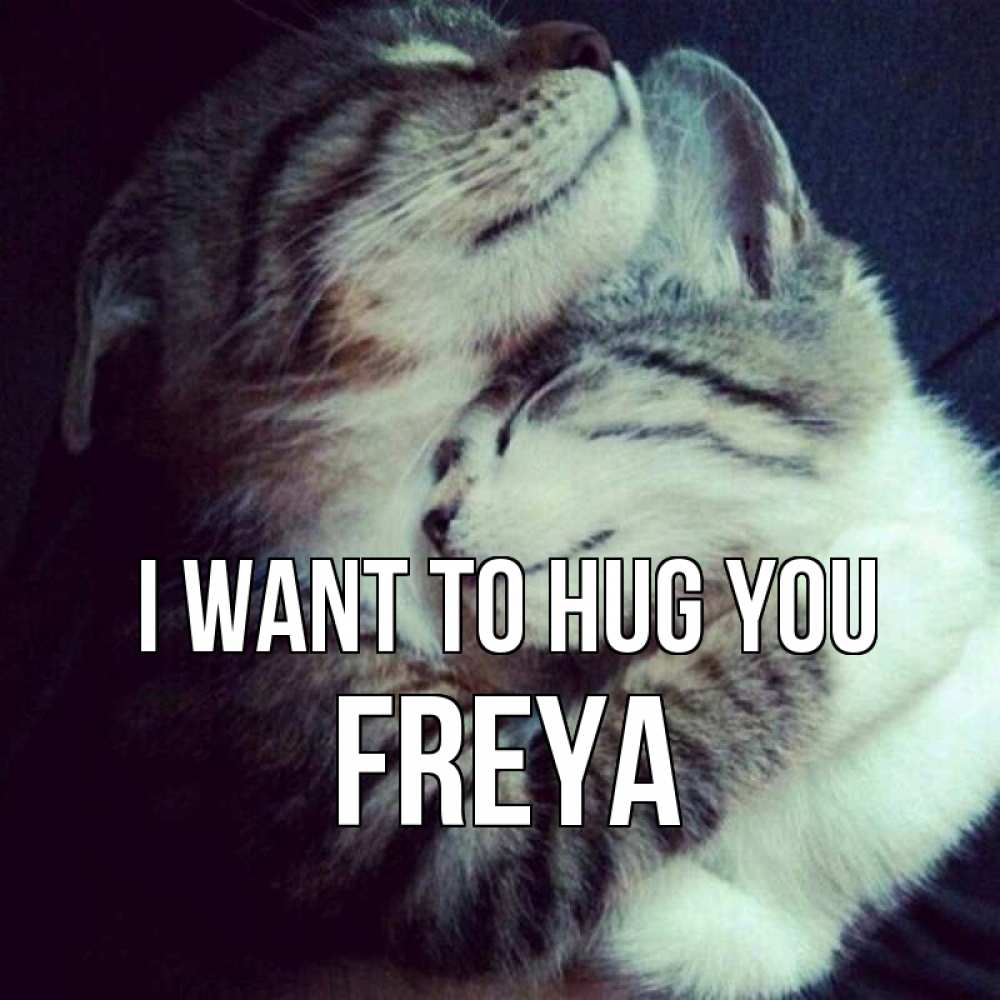 Greetings card с именем, Freya I want to hug you полосатики Greetings with text for free download 