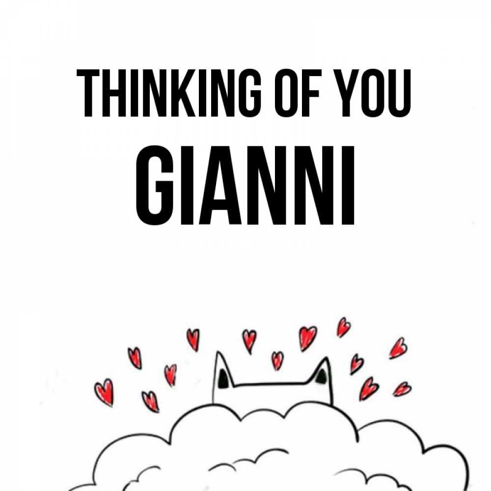 Greetings card с именем, Gianni Thinking of you кот за облаком Greetings with text for free download 