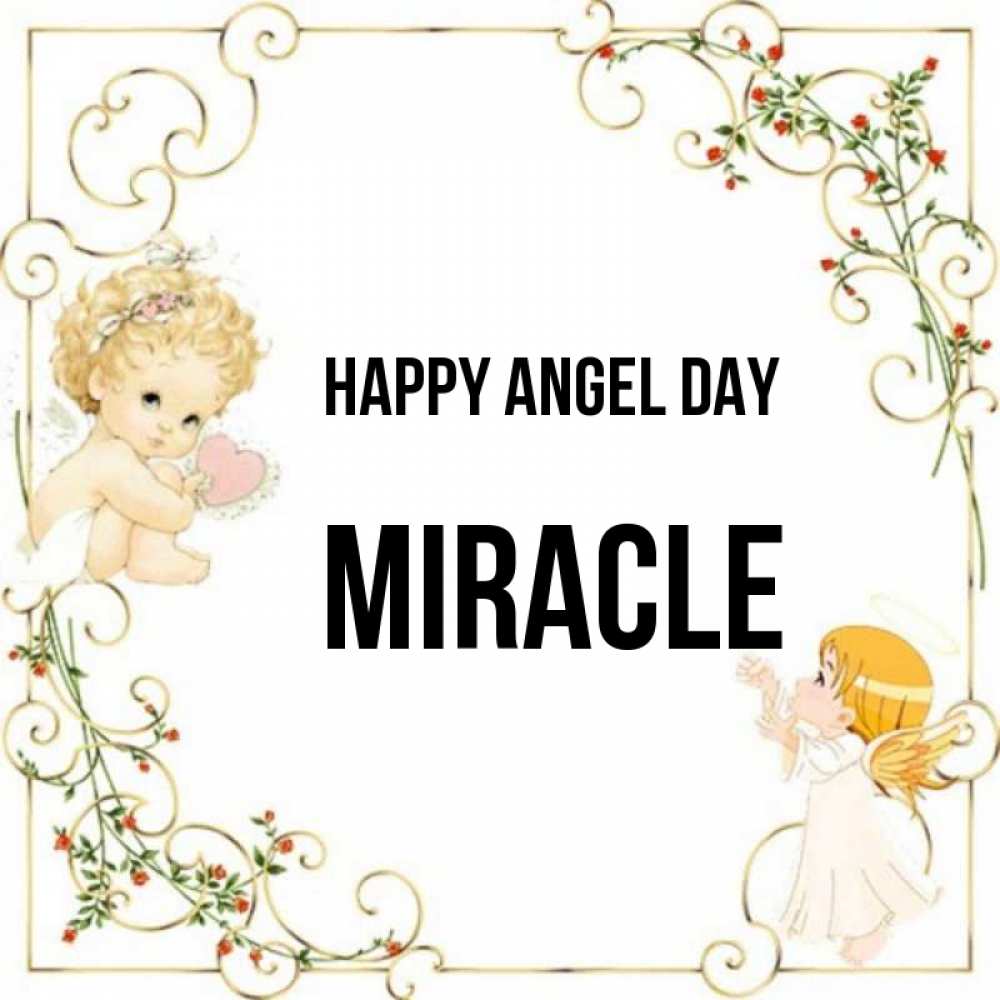 Greetings card с именем, Miracle happy angel day ангелы желают прекрасных именин Greetings with text for free download 