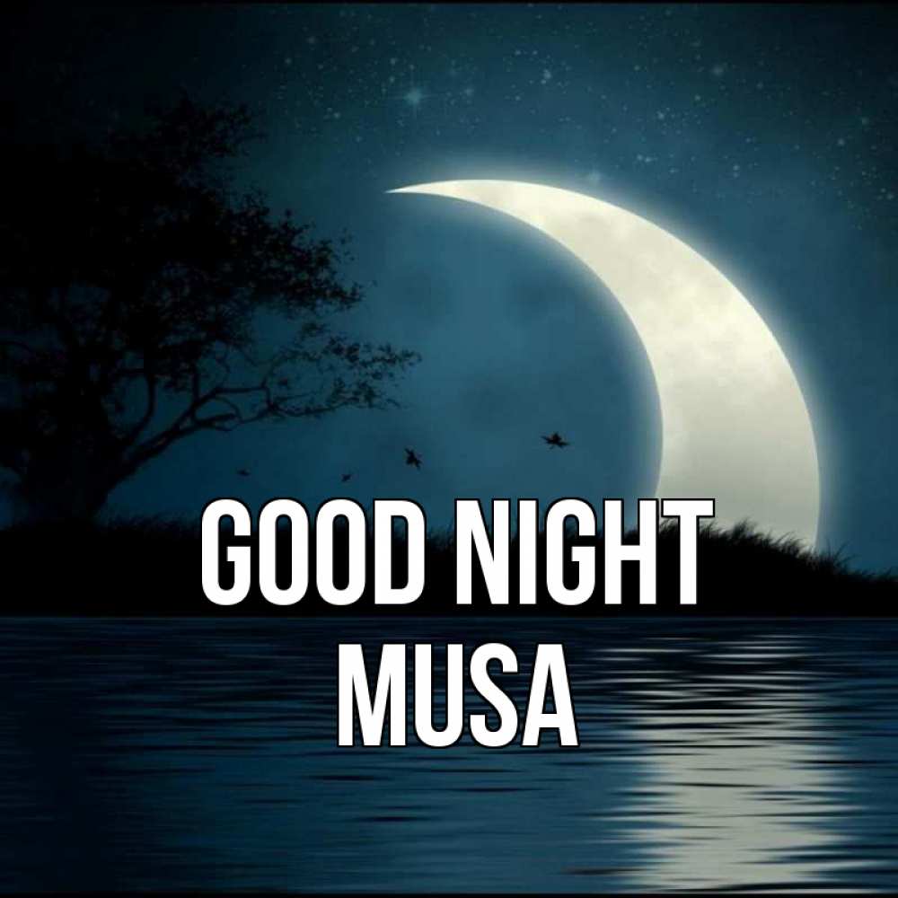 Greetings card с именем, Musa Good night вода Greetings with text for free download 