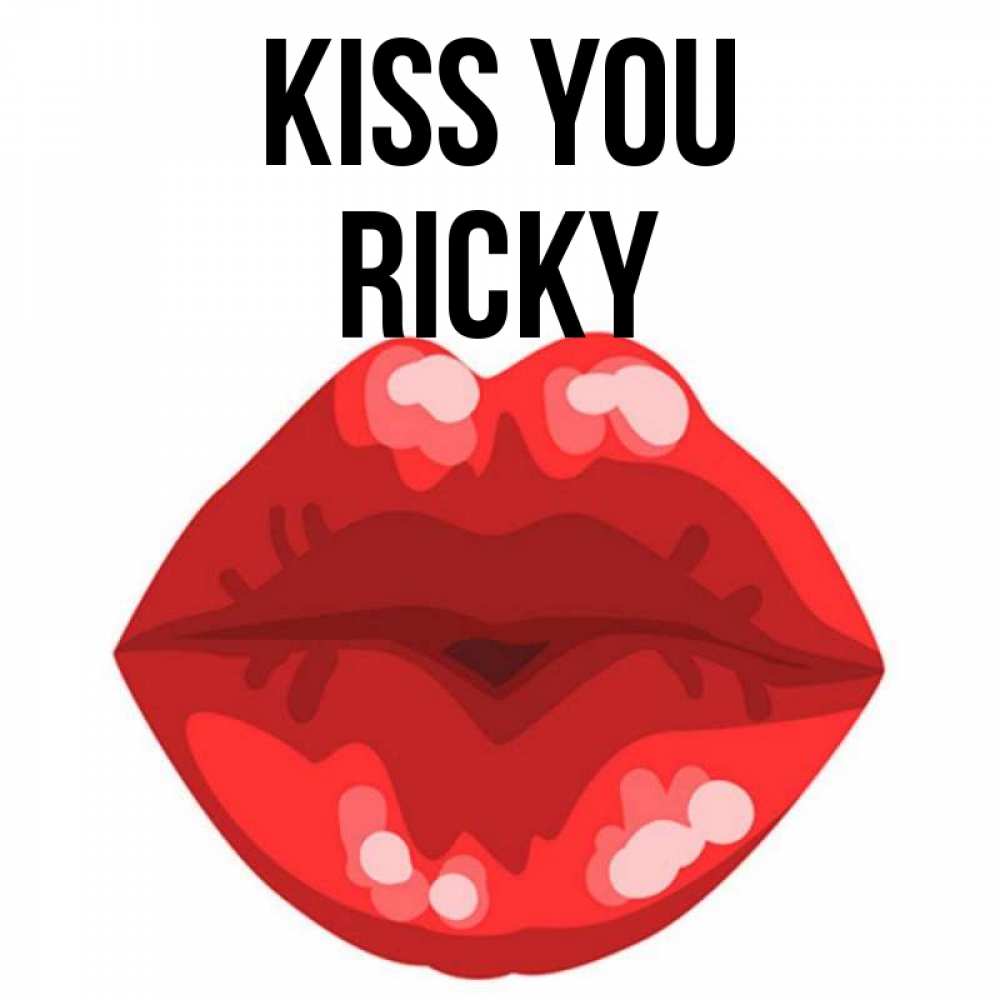 Greetings card с именем, Ricky Kiss you отправить открытку с поцелуем бесплатно и скачать для парня Greetings with text for free download 