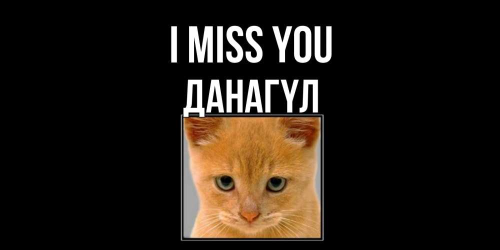 Greetings card с именем, ДАНАГҮЛ I miss you открытки рыжий котенок скучает по тебе Greetings with text for free download 