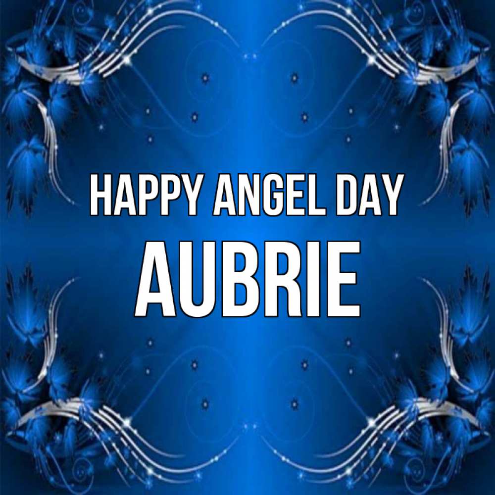 Greetings card с именем, Aubrie happy angel day красивая рамочка с узорами Greetings with text for free download 