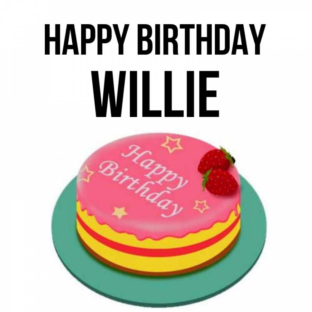 Greetings card с именем, Willie Happy Birthday торт, клубника, днюха Greetings with text for free download 