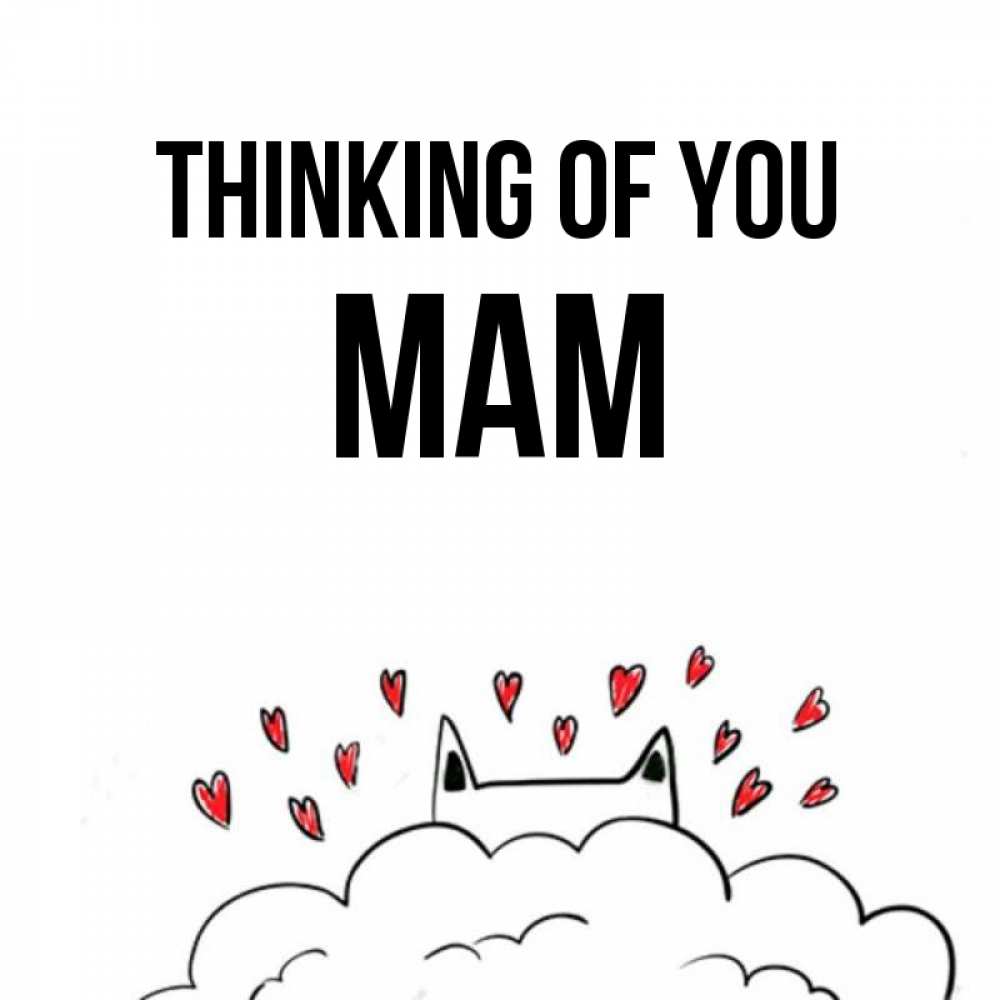 Greetings card с именем, mam Thinking of you кот за облаком Greetings with text for free download 