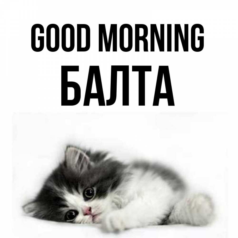 Greetings card с именем, Балта Good morning кот лапки Greetings with text for free download 