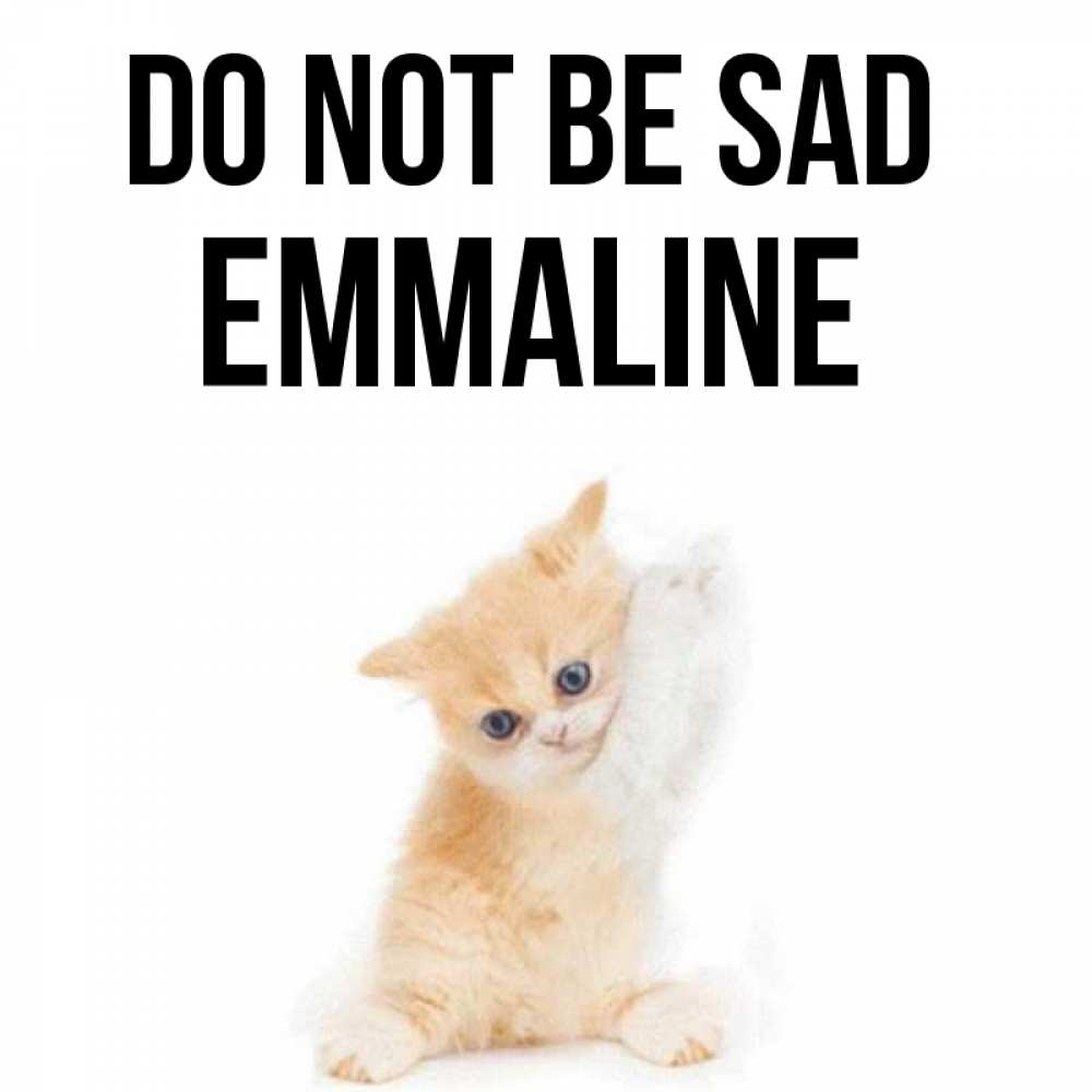 Greetings card с именем, Emmaline Do not be sad просящий кот Greetings with text for free download 