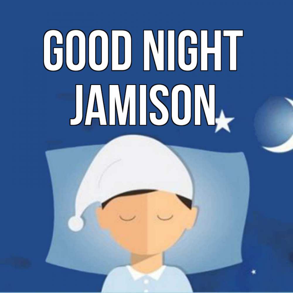 Greetings card с именем, Jamison Good night подушка и шапочка Greetings with text for free download 