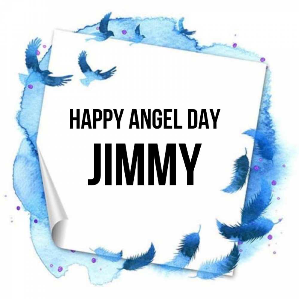 Greetings card с именем, Jimmy happy angel day красивые птицы летят Greetings with text for free download 
