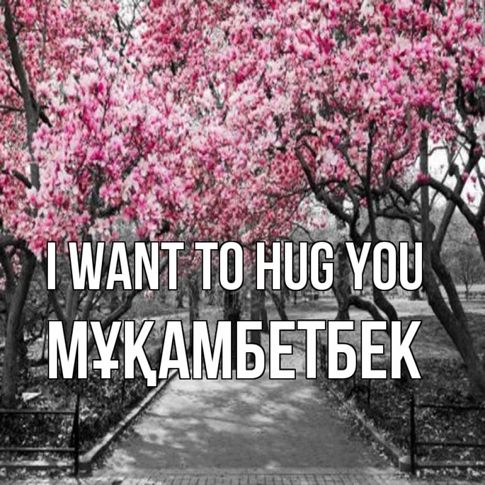 Greetings card с именем, Мұқамбетбек I want to hug you обработанное фото Greetings with text for free download 