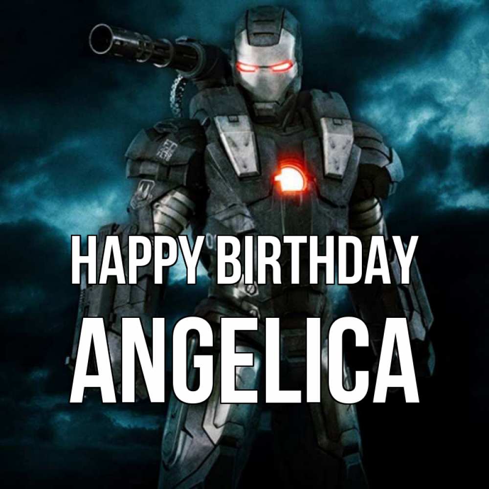 Greetings card с именем, Angelica Happy Birthday марвел супергерой в новом костюме Greetings with text for free download 
