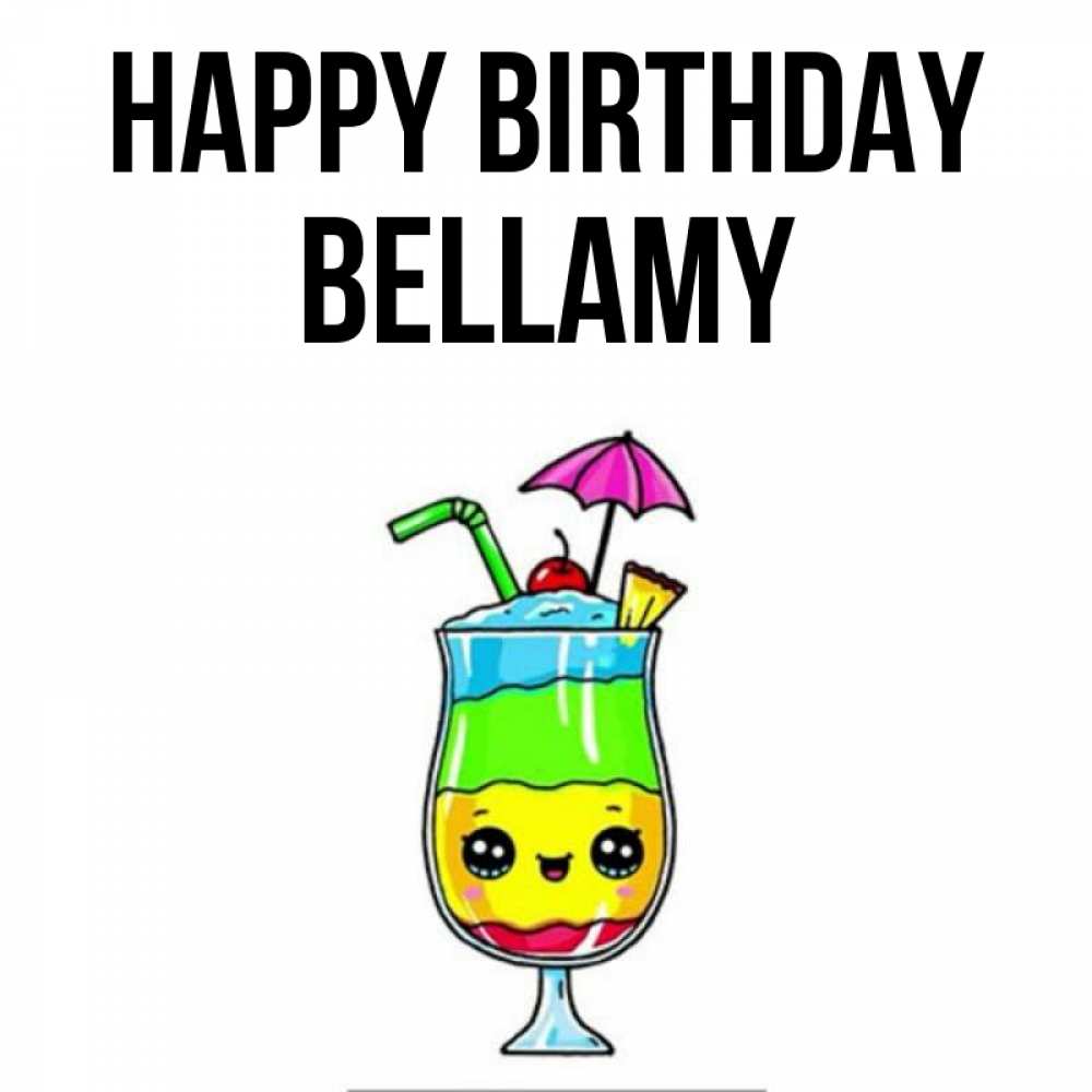 Greetings card с именем, Bellamy Happy Birthday с зонтиком Greetings with text for free download 