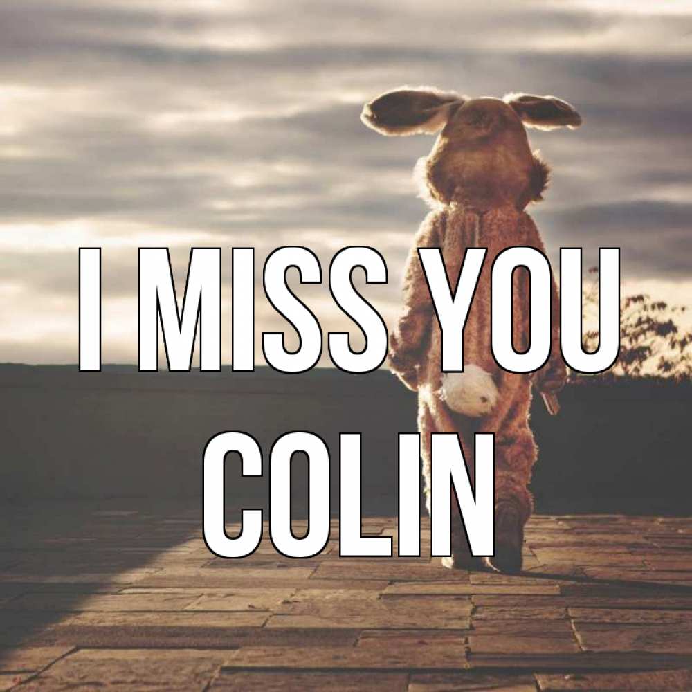 Greetings card с именем, Colin I miss you даже в костюме зайца Greetings with text for free download 