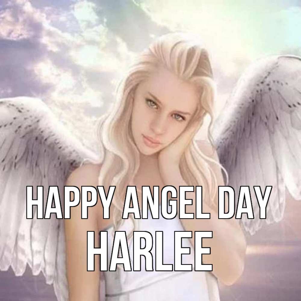 Greetings card с именем, Harlee happy angel day блондинка Greetings with text for free download 