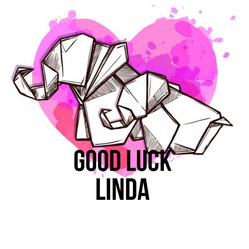 Greetings card с именем, Linda Good luck оригами Greetings with text for free download 