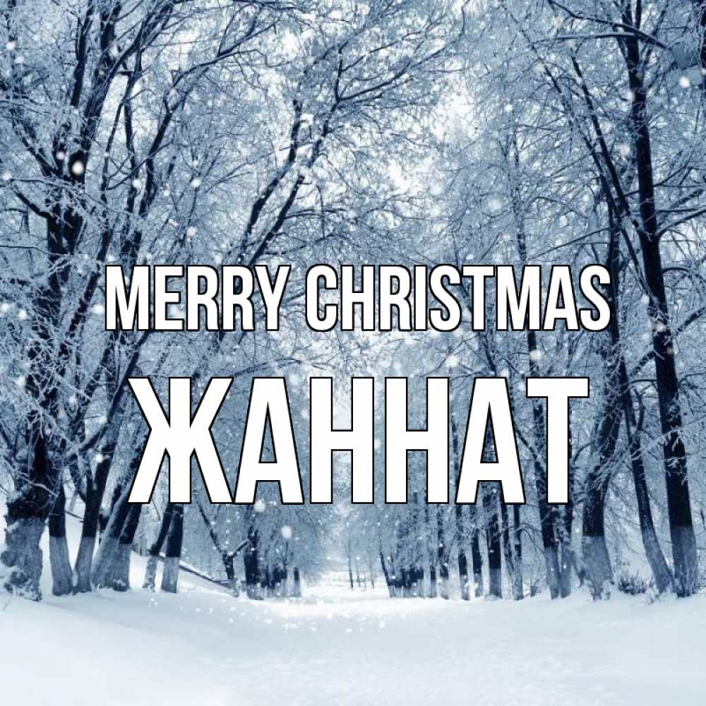 Greetings card с именем, ЖАННАТ Merry Christmas снег, лес, парк Greetings with text for free download 