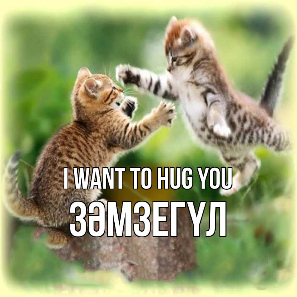 Greetings card с именем, ЗӘМЗЕГҮЛ I want to hug you игры котят Greetings with text for free download 