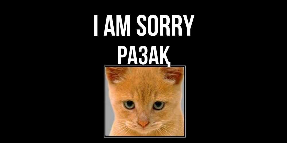 Greetings card с именем, РАЗАҚ I am sorry рыжий грустный кот просит прощения Greetings with text for free download 