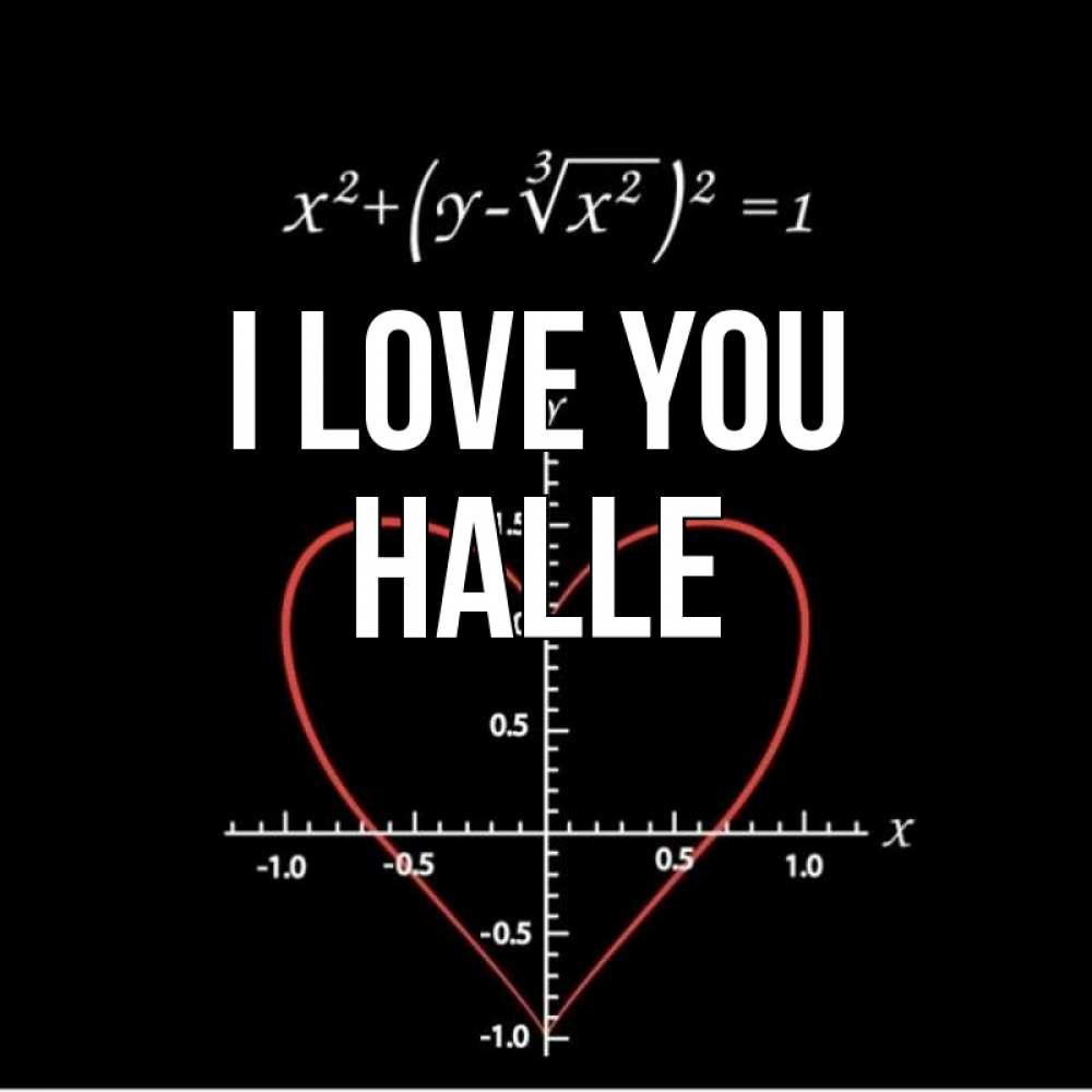 Greetings card с именем, Halle I love you сердечная формула Greetings with text for free download 