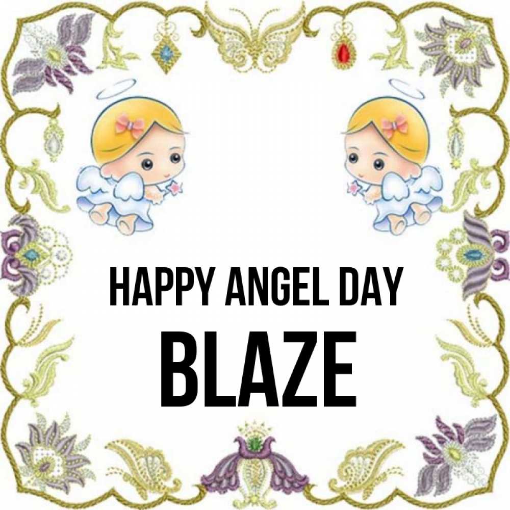 Greetings card с именем, Blaze happy angel day маленькие ангелы с крылышками Greetings with text for free download 