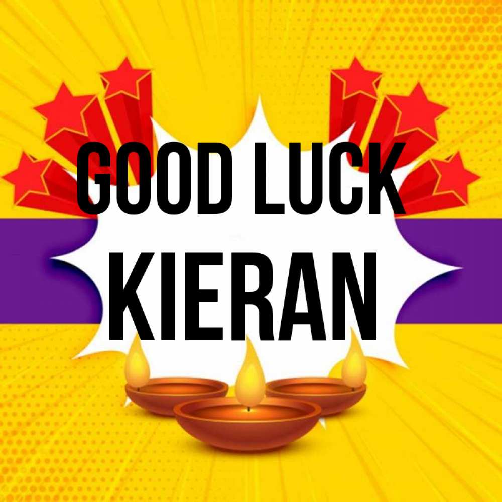 Greetings card с именем, Kieran Good luck векторное изображение Greetings with text for free download 