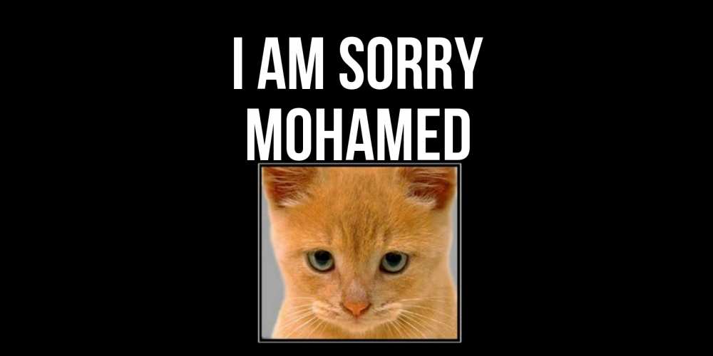 Greetings card с именем, Mohamed I am sorry рыжий грустный кот просит прощения Greetings with text for free download 