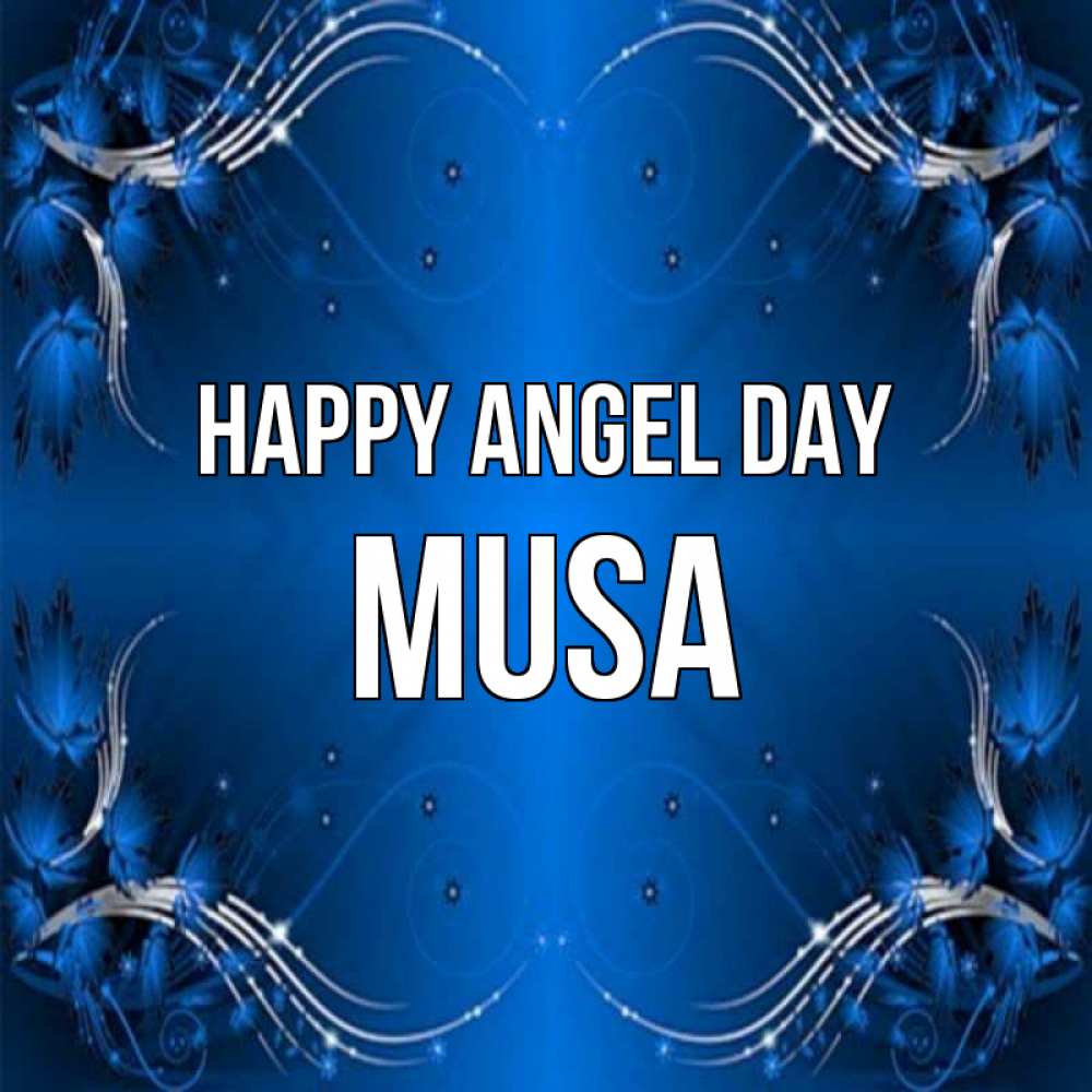 Greetings card с именем, Musa happy angel day красивая рамочка с узорами Greetings with text for free download 