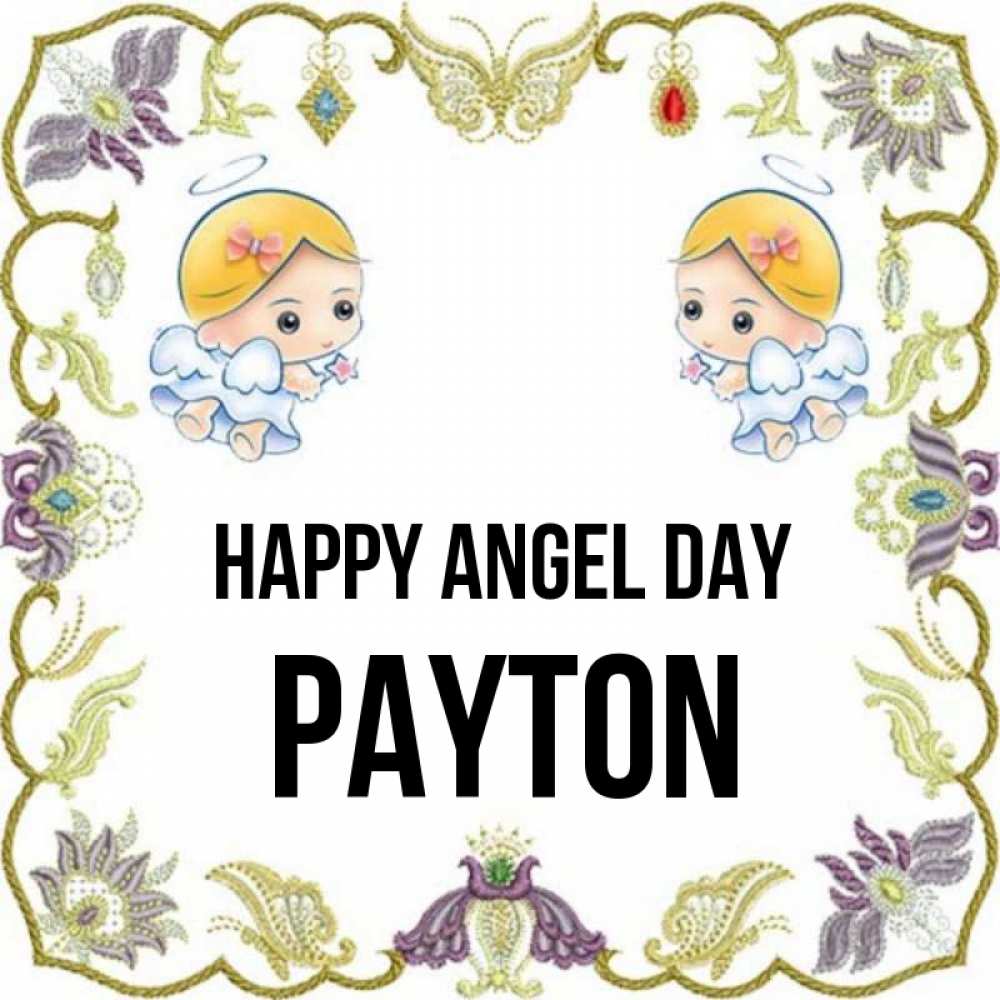 Greetings card с именем, Payton happy angel day маленькие ангелы с крылышками Greetings with text for free download 