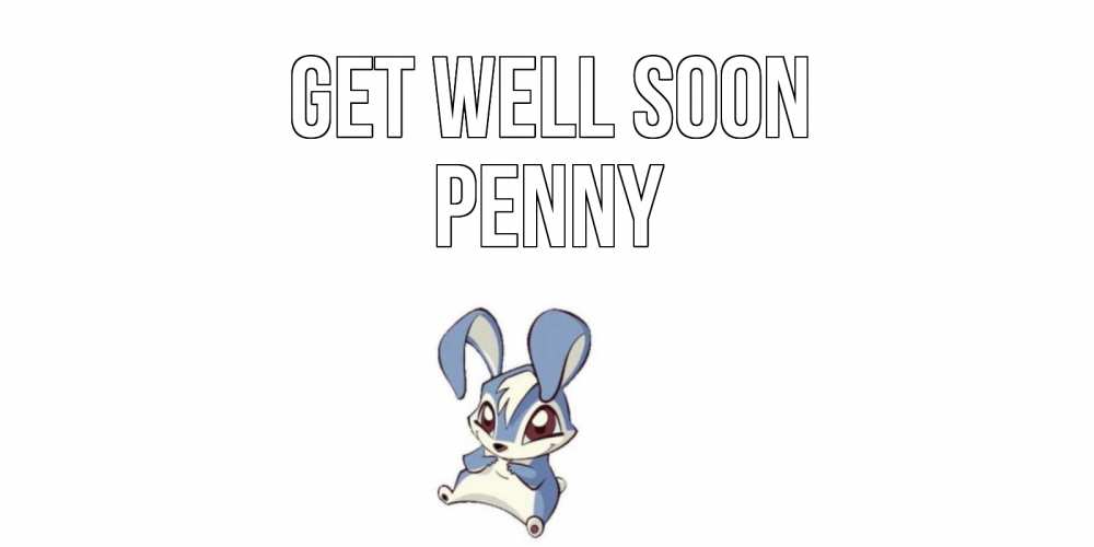 Greetings card с именем, Penny Get well soon серый заяц на открытке про выздоравление Greetings with text for free download 