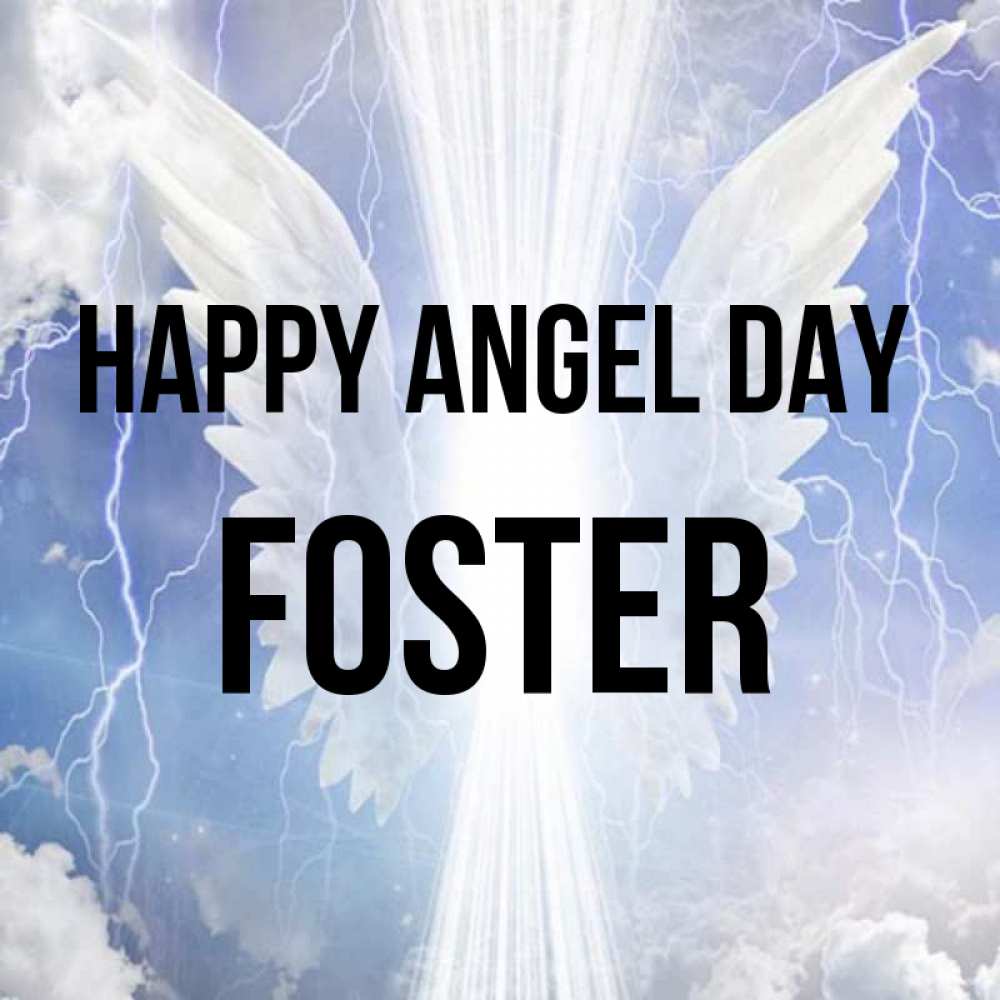 Greetings card с именем, Foster happy angel day молнии на небе и свет Greetings with text for free download 