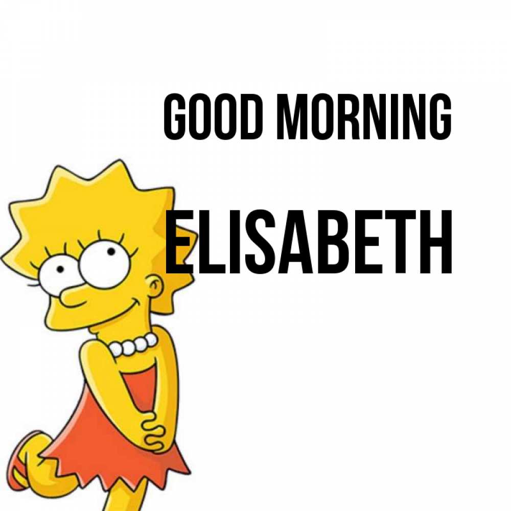 Greetings card с именем, Elisabeth Good morning в платье и ожерелье Greetings with text for free download 