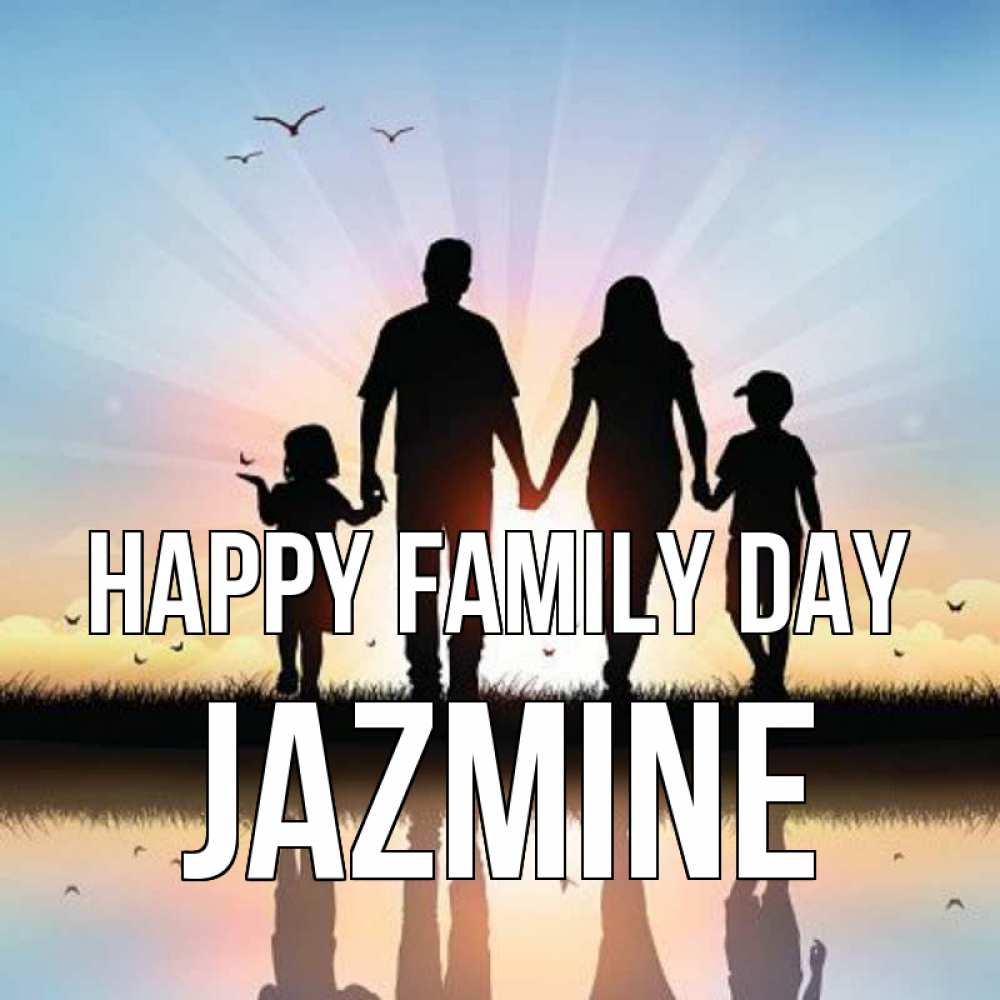Greetings card с именем, Jazmine happy family day сын, дочка, мама, папа, море , закат Greetings with text for free download 