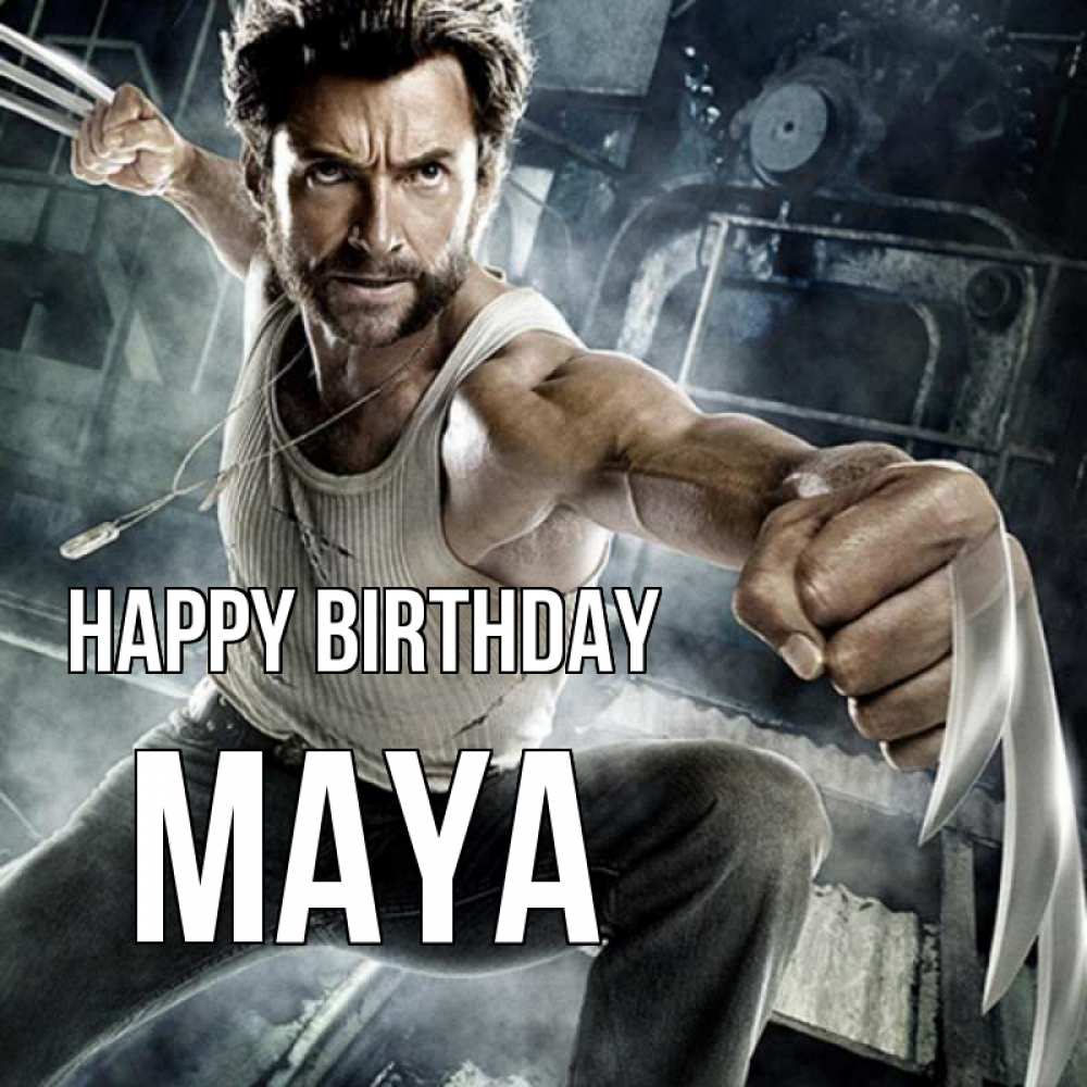 Greetings card с именем, Maya Happy Birthday супергерой в ярости Greetings with text for free download 