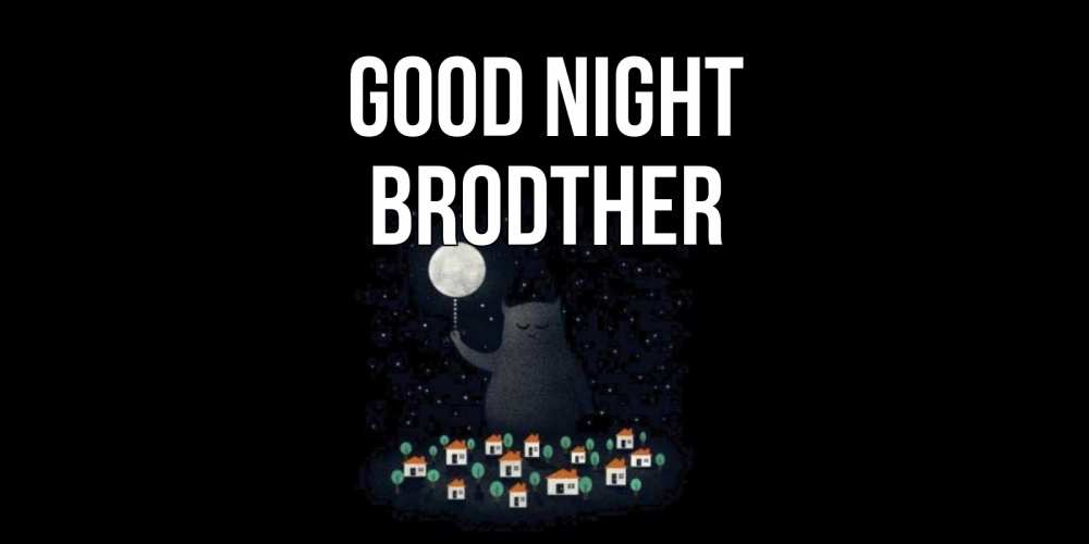 Greetings card с именем, brodther Good night кот,луна, ночь, звезды Greetings with text for free download 