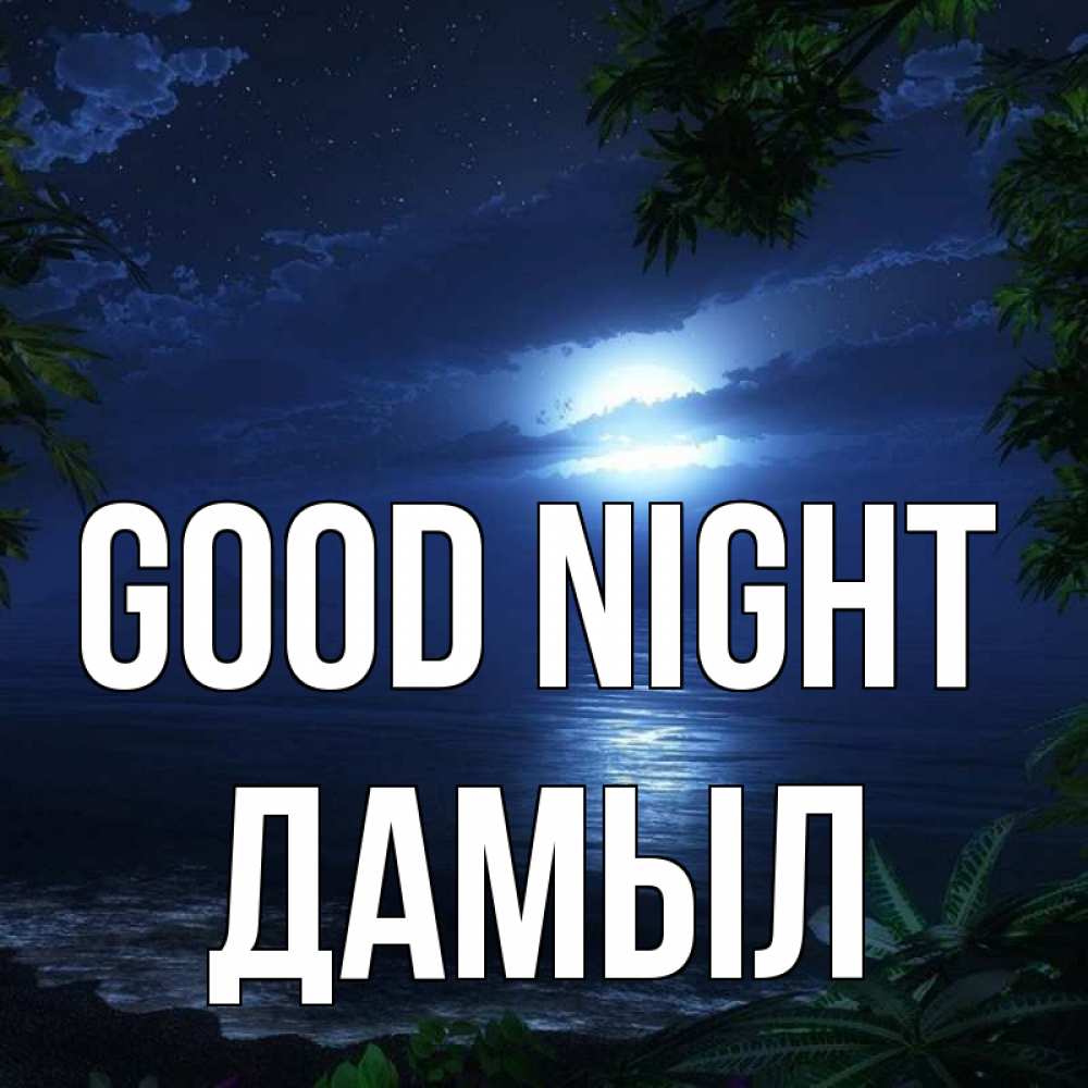 Greetings card с именем, Дамыл Good night тропический остров Greetings with text for free download 