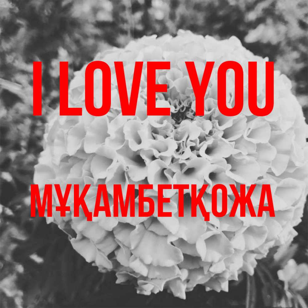 Greetings card с именем, Мұқамбетқожа I love you подпись Greetings with text for free download 