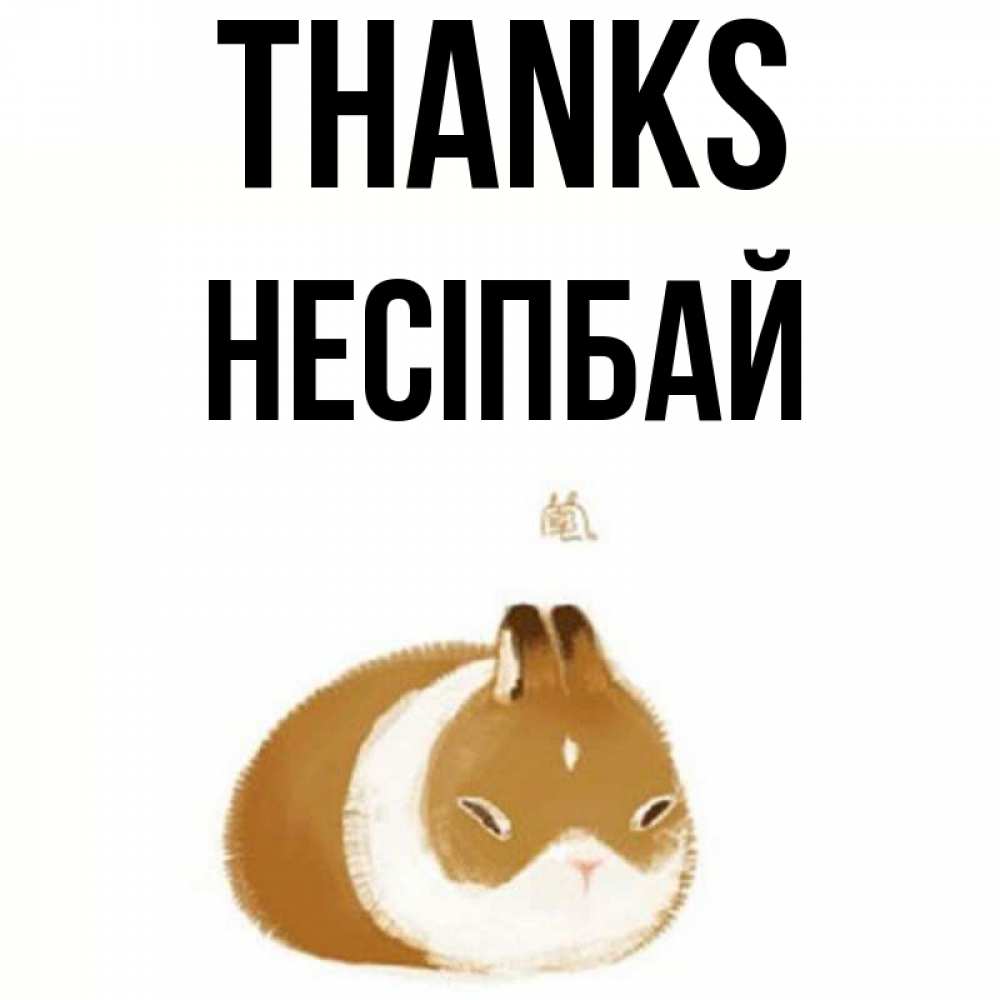 Greetings card с именем, НЕСІПБАЙ Thanks коричнево белый домашний питомец Greetings with text for free download 