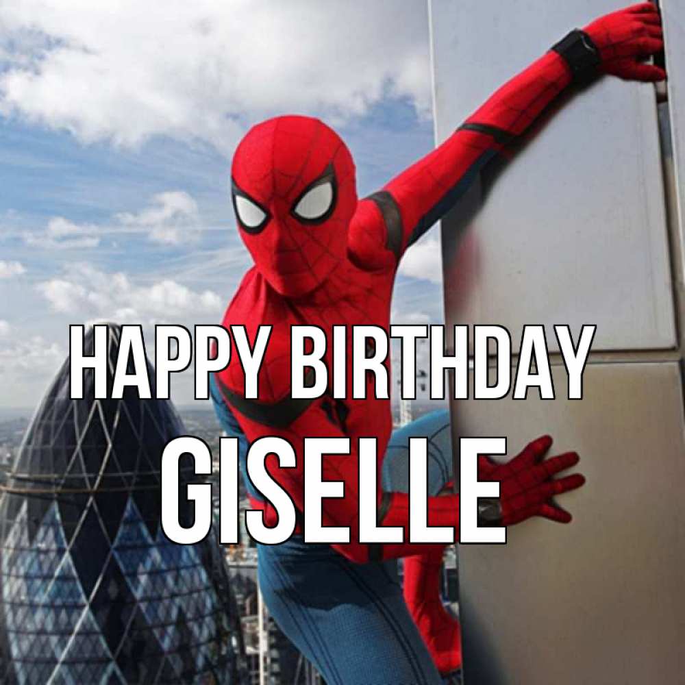 Greetings card с именем, Giselle Happy Birthday Марвел Greetings with text for free download 