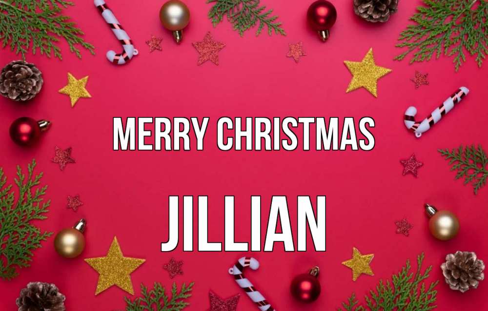 Greetings card с именем, Jillian Merry Christmas с рождеством Greetings with text for free download 