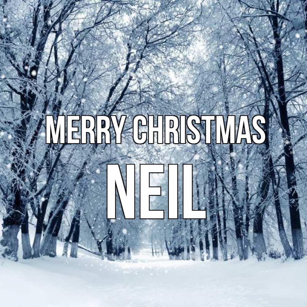 Greetings card с именем, Neil Merry Christmas снег, лес, парк Greetings with text for free download 