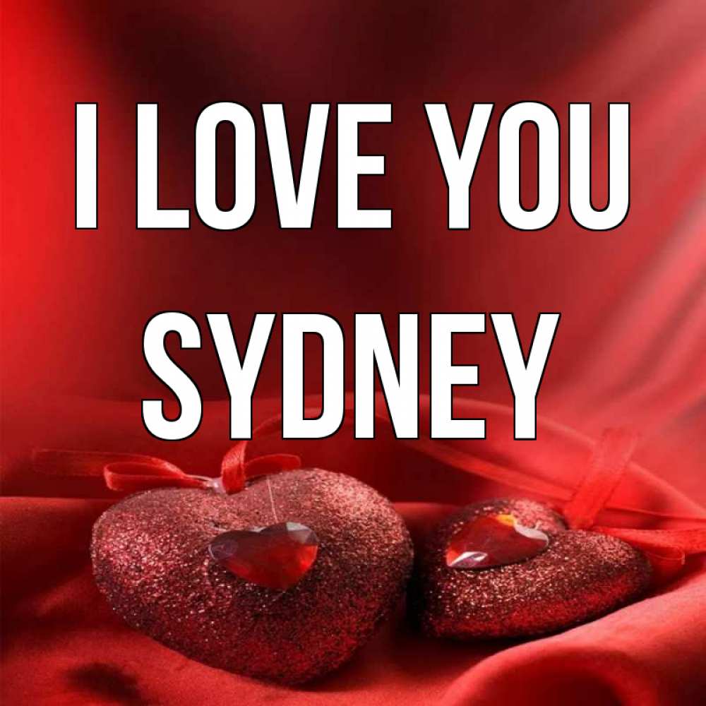 Greetings card с именем, Sydney I love you с лентами Greetings with text for free download 