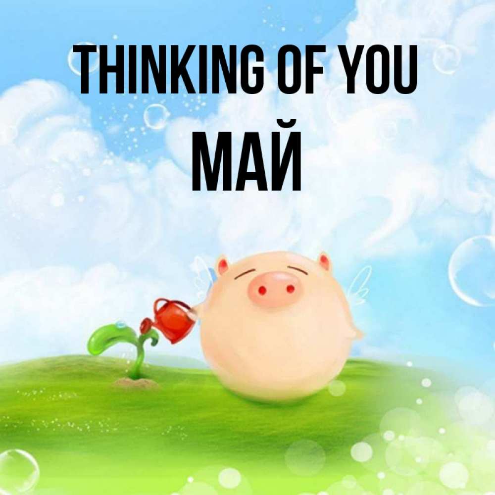 Greetings card с именем, Май Thinking of you позитивная свинюшка Greetings with text for free download 